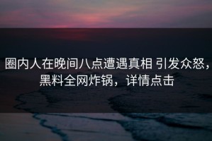 圈内人在晚间八点遭遇真相 引发众怒，黑料全网炸锅，详情点击