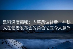 黑料深度揭秘：内幕风波背后，神秘人在记者发布会的角色彻底令人意外