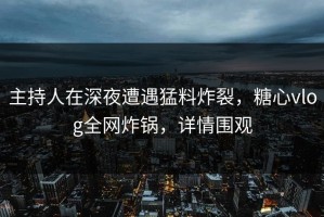主持人在深夜遭遇猛料炸裂，糖心vlog全网炸锅，详情围观