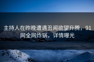 主持人在昨晚遭遇丑闻欲望升腾，91网全网炸锅，详情曝光