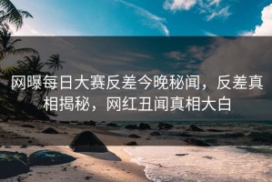 网曝每日大赛反差今晚秘闻，反差真相揭秘，网红丑闻真相大白
