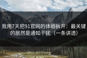 我用7天把91官网的体验拆开：最关键的居然是通知干扰（一条讲透）
