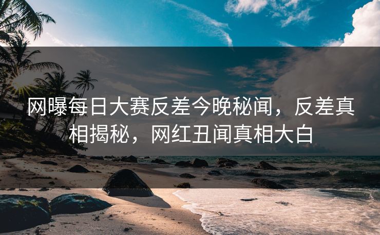 网曝每日大赛反差今晚秘闻，反差真相揭秘，网红丑闻真相大白