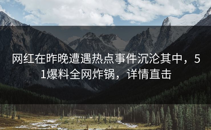 网红在昨晚遭遇热点事件沉沦其中，51爆料全网炸锅，详情直击