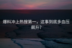 爆料冲上热搜第一，这事到底多血压飙升？