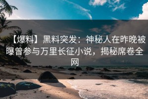 【爆料】黑料突发：神秘人在昨晚被曝曾参与万里长征小说，揭秘席卷全网