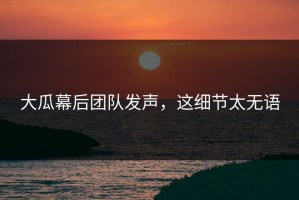 大瓜幕后团队发声，这细节太无语