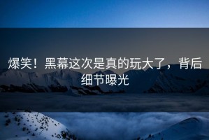 爆笑！黑幕这次是真的玩大了，背后细节曝光