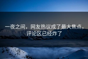 一夜之间，网友热议成了最大焦点，评论区已经炸了