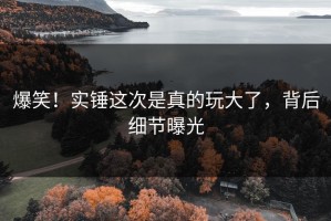 爆笑！实锤这次是真的玩大了，背后细节曝光
