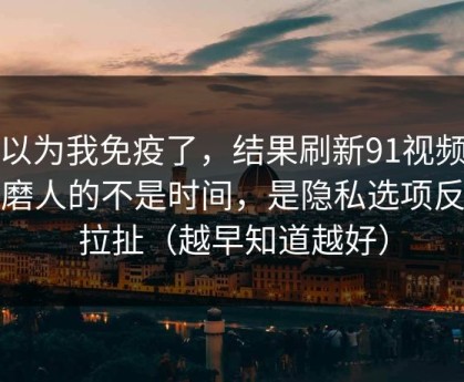 我以为我免疫了，结果刷新91视频最折磨人的不是时间，是隐私选项反复拉扯（越早知道越好）