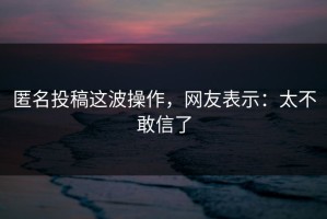 匿名投稿这波操作，网友表示：太不敢信了