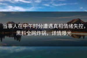 当事人在中午时分遭遇真相情绪失控，黑料全网炸锅，详情曝光