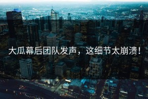 大瓜幕后团队发声，这细节太崩溃！