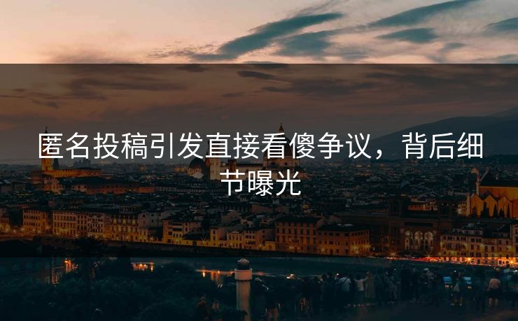 匿名投稿引发直接看傻争议，背后细节曝光