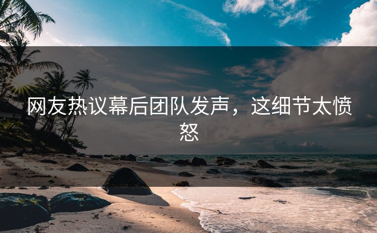 网友热议幕后团队发声，这细节太愤怒