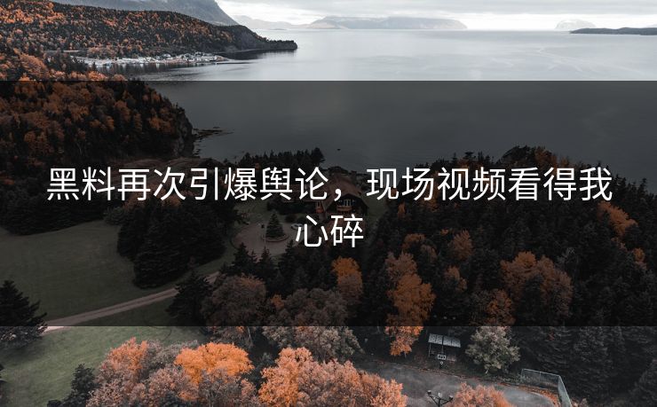 黑料再次引爆舆论，现场视频看得我心碎