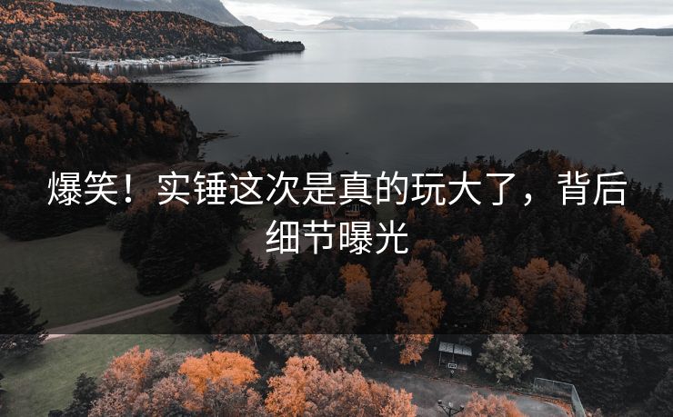 爆笑！实锤这次是真的玩大了，背后细节曝光