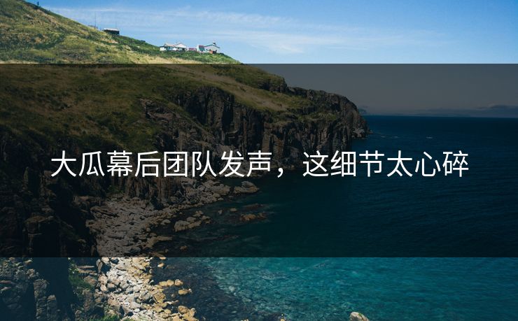 大瓜幕后团队发声，这细节太心碎