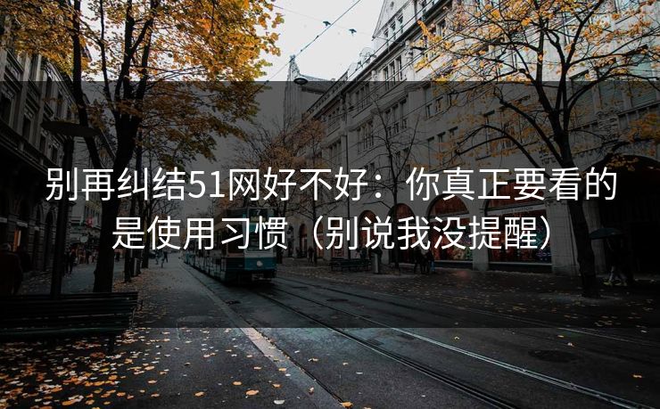 别再纠结51网好不好：你真正要看的是使用习惯（别说我没提醒）