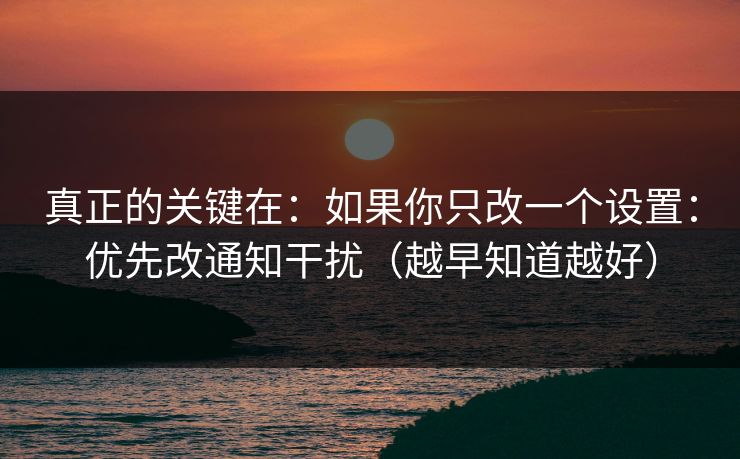 真正的关键在:如果你只改一个设置:优先改通知干扰(越早知道越好) 真正的关键在:如果你只改一个设置:优先改通知干扰(越早知道越好)